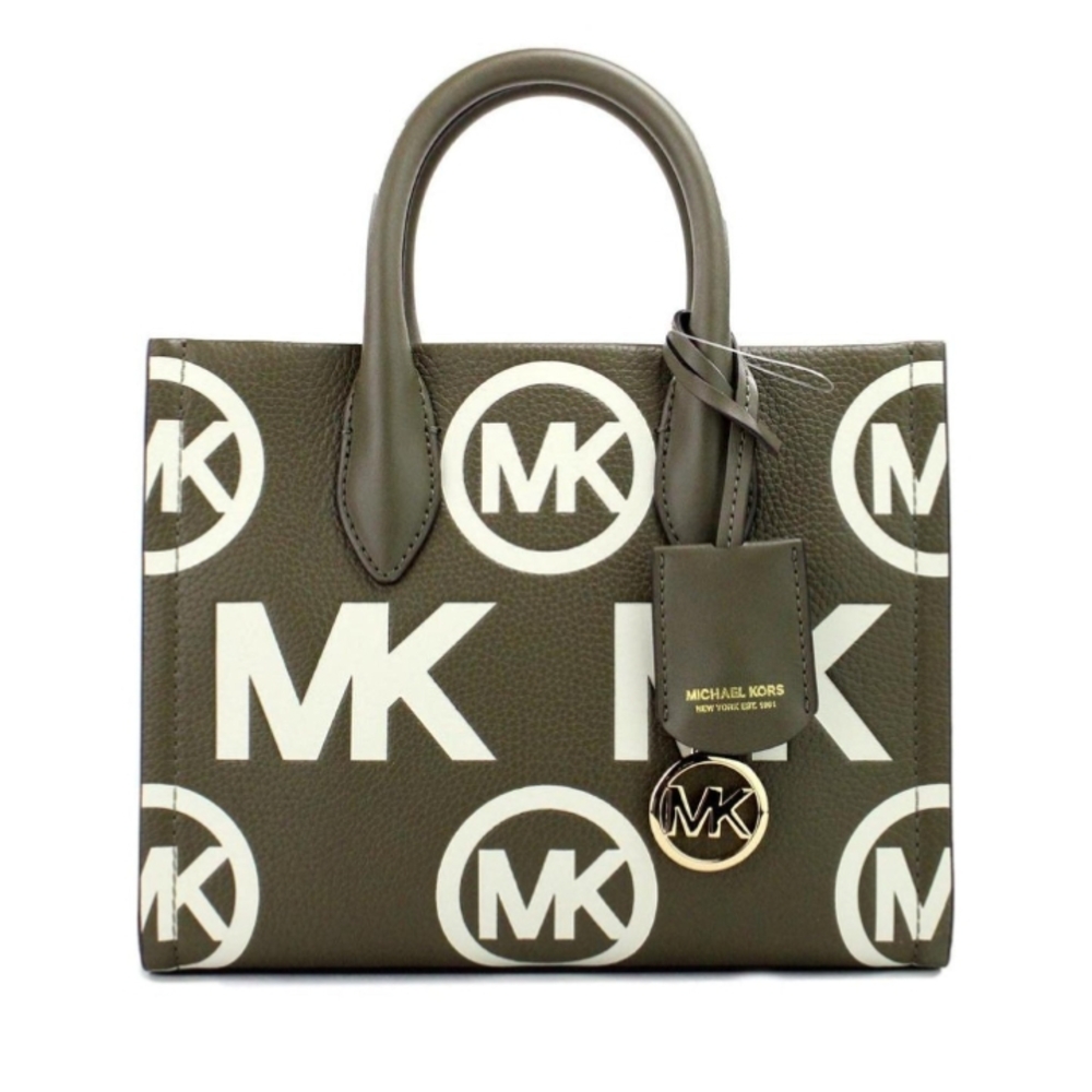NEW Michael Kors SM Mirella Olive Green Logo Leather Tote Crossbody Bag